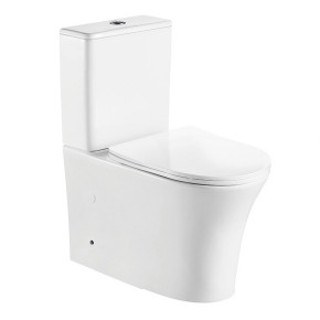 Dual Flush Toilet Bowl Modern Style Rimless P-Trap Washdown Two-Piece WC Commode with Floor Fixing Screw Made of Ceramic