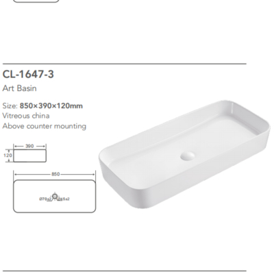 In Stock Bathroom Vanity White Single Porcelain Wash Basin Rectangular Platform Ceramic Washing Basins Countertop Bathroom Sinks