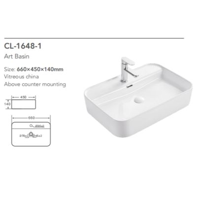 Best Quality Most Popular Sanitary Ware White Color Semi Inset Ceramic Art Basin