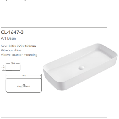 Sanitarywares Bathroom Above Counter Ceramic Art Basin Matte White Wash Basin Sink for Hotel Apartment Bathroom