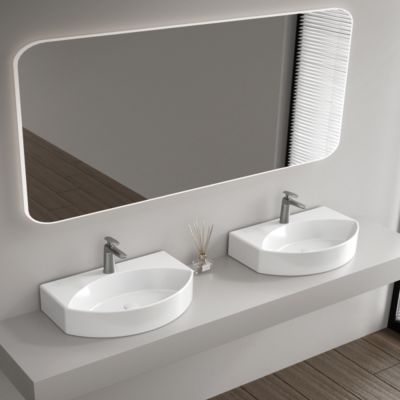 Custom Color Bathroom Washroom Save Space Artificial Hand Made Solid Surface Stone Wash Basins