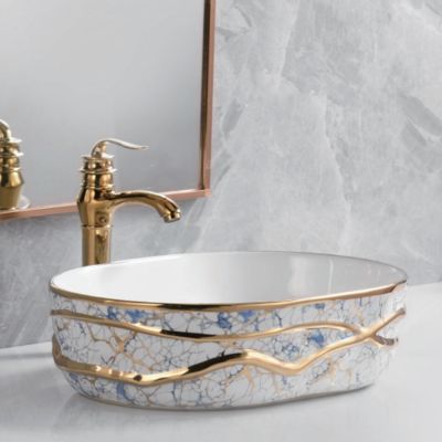 Modern Quality Hotel Bathroom Sanitary Ware Customizable Counter Top Basin Sink Gold Black White for Washroom for School