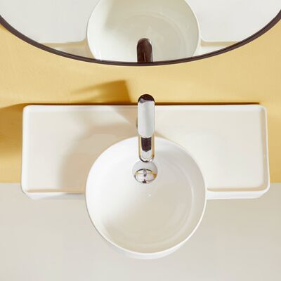 Ceramic Art Basin Single Hole Faucet Mount Square Single Basin With Side Drainage For Bathroom Use Wholesale Balcony Wash Basin